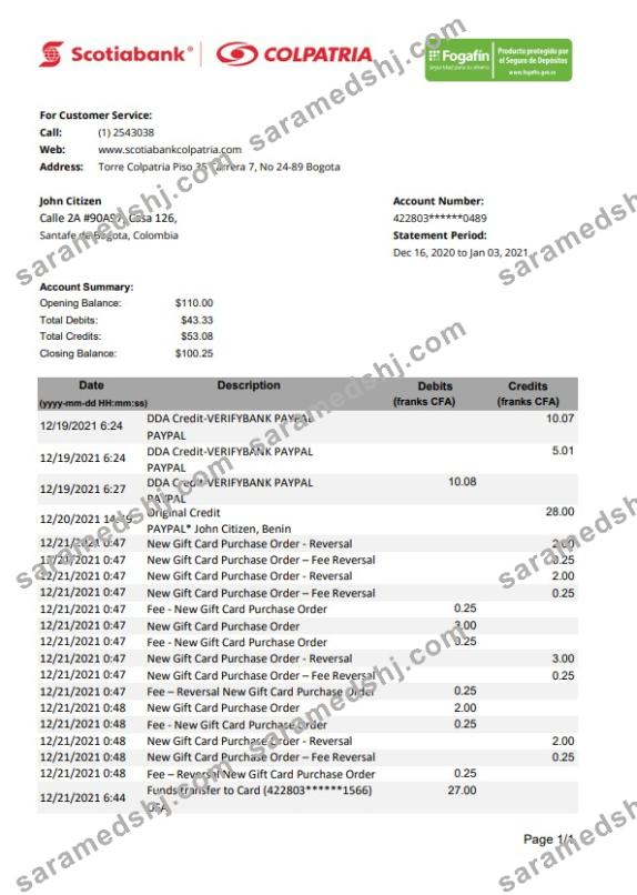 Colombia Scotiabank Colpatria excel pdf